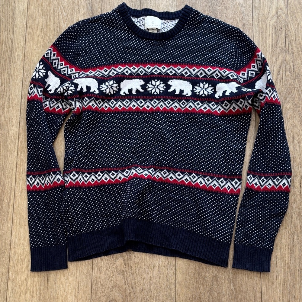 Navy Blue Polar Bear Pattern Sweater